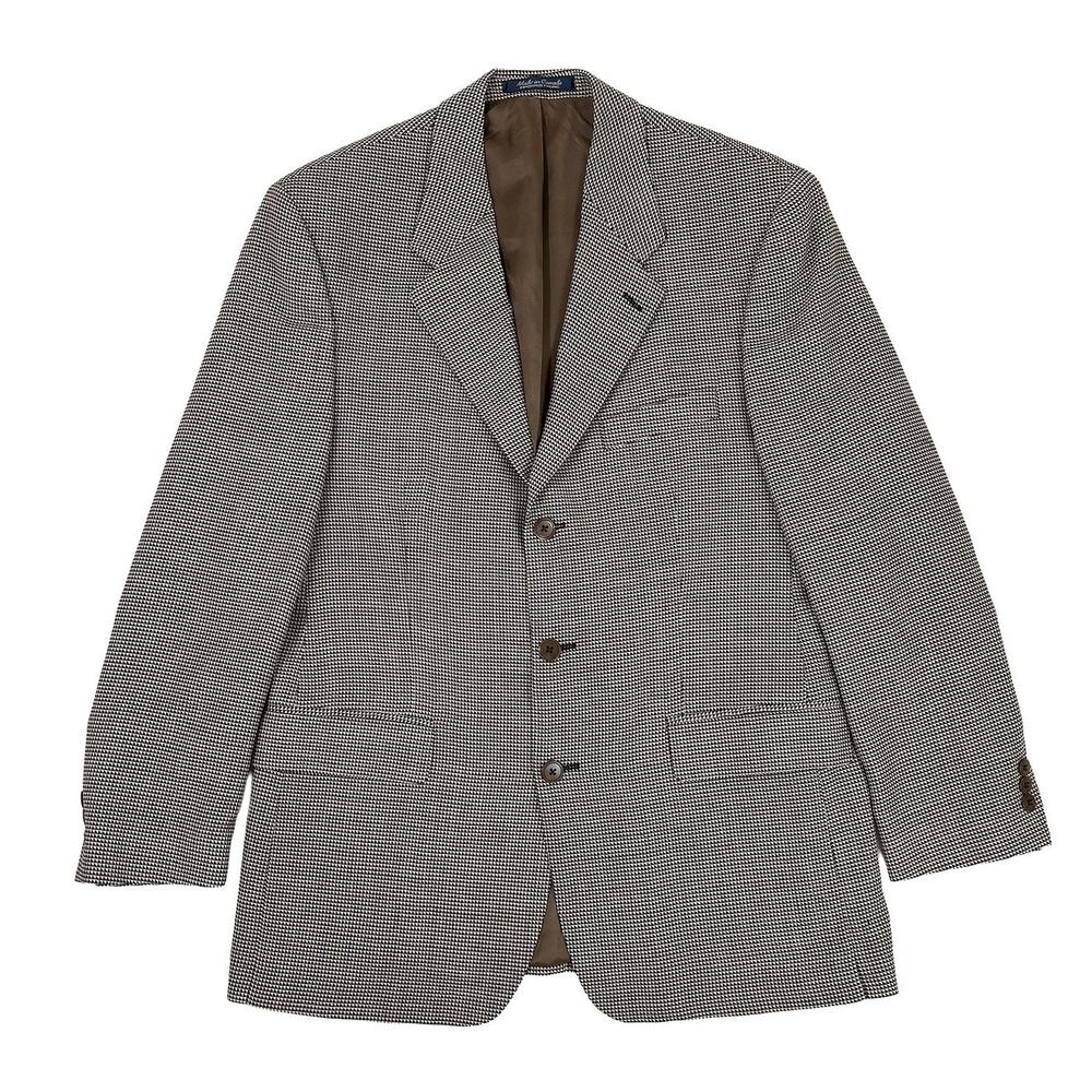 Jacobson’s Mens 40R Wool Sport Coat Blazer Jacket Brown Micro Check VTG Canada